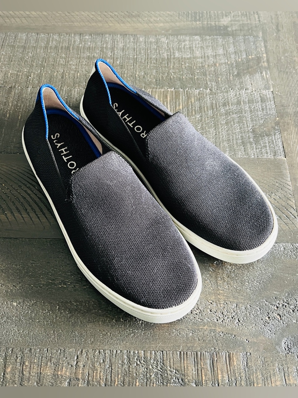 Rothy's Slip On Sneakers Womens 9 Black Knit Sustainable Travel Shoes